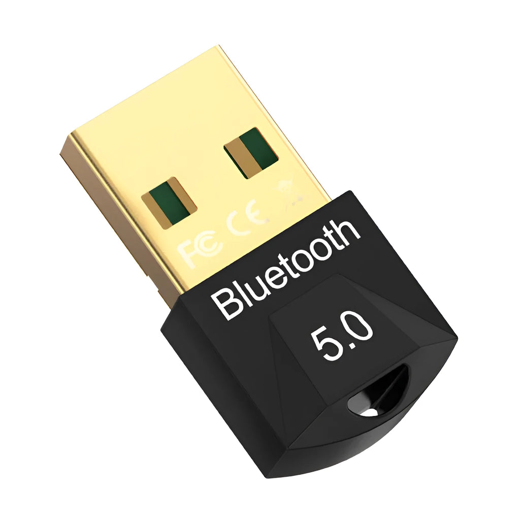 Black USB Bluetooth 5.0 adapter for desktop computer and notebook with 20m wireless range