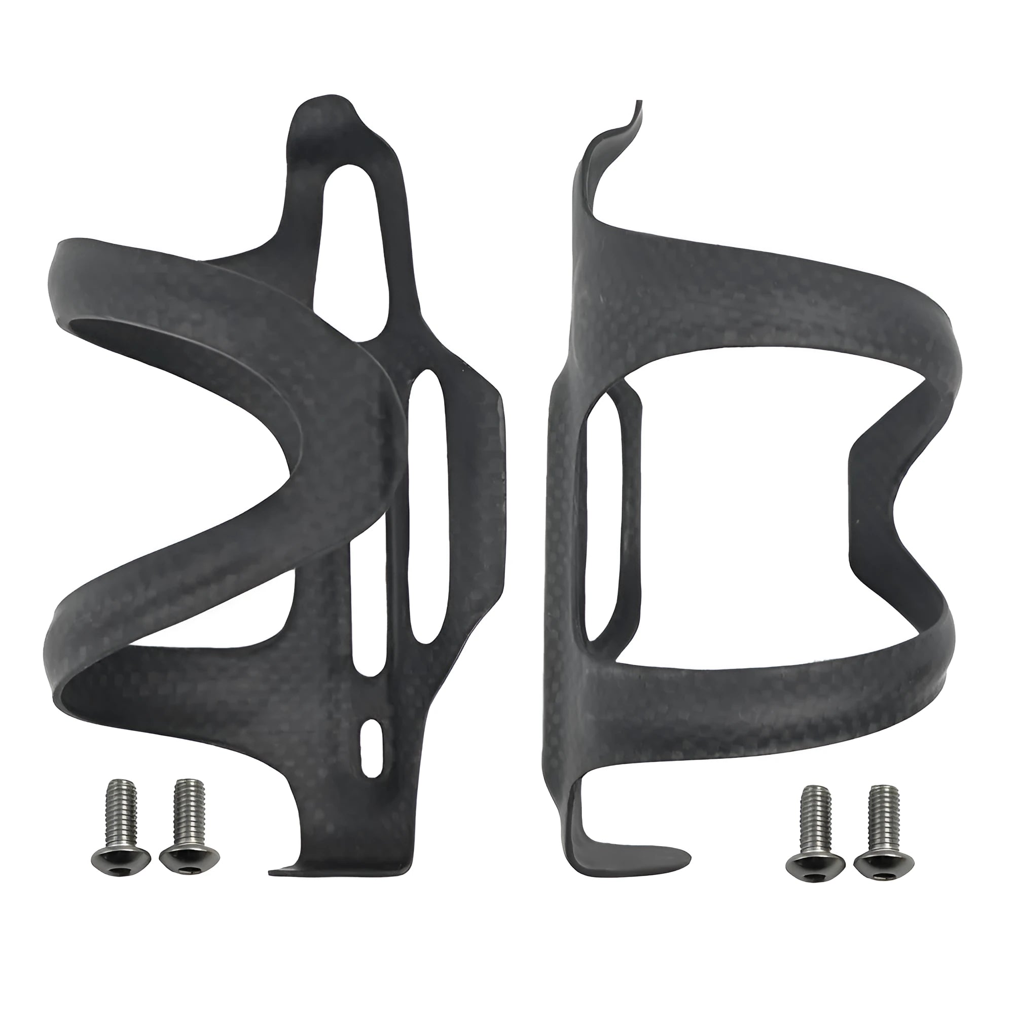 Toray T700 all-carbon fibre side-pull bicycle water bottle cage in black.