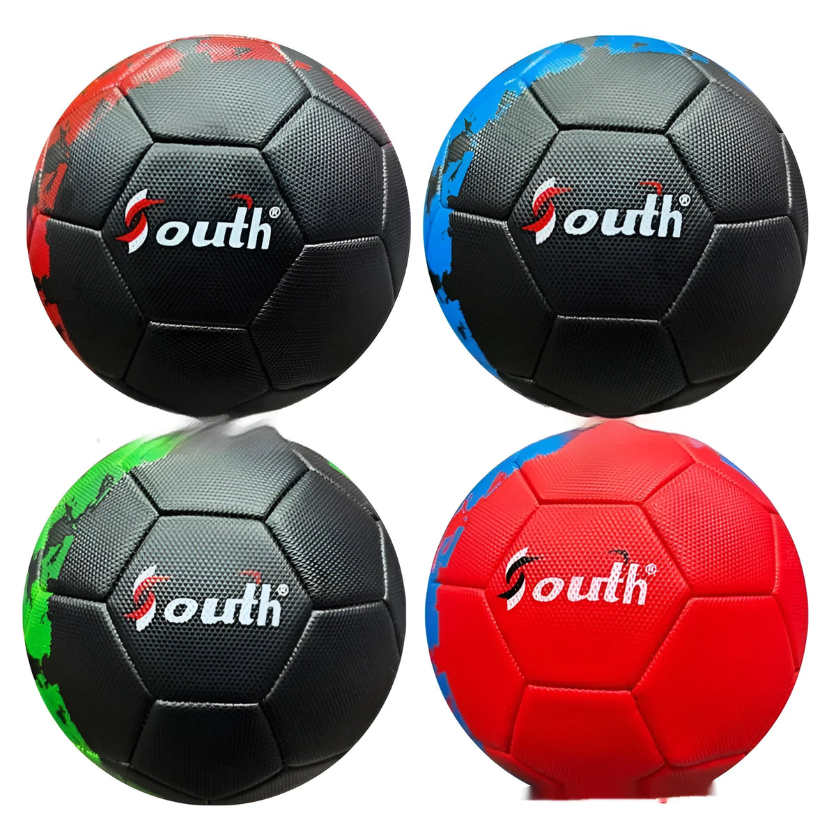 No 5 PVC machine-sewn football in red and black for training and outdoor play