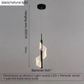 Modern simple bedside chandelier with iron frame and acrylic lampshade, LED light, available in black gold tricolour