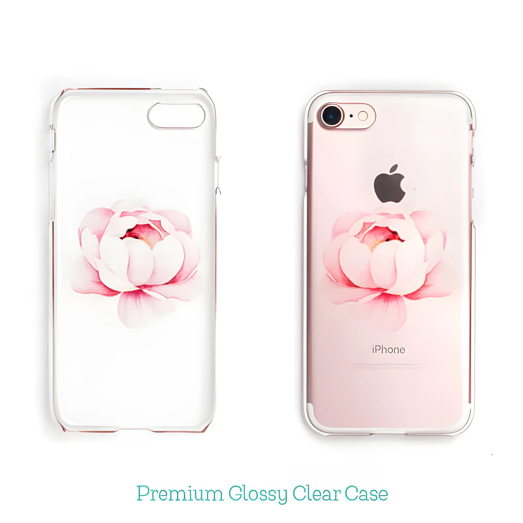 Transparent TPU phone case with custom back cover on smartphone