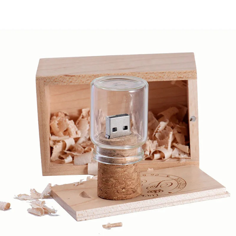 Personalised wood USB flash drive in chocolate brown with custom graphic option showing 8.5cm dimensions