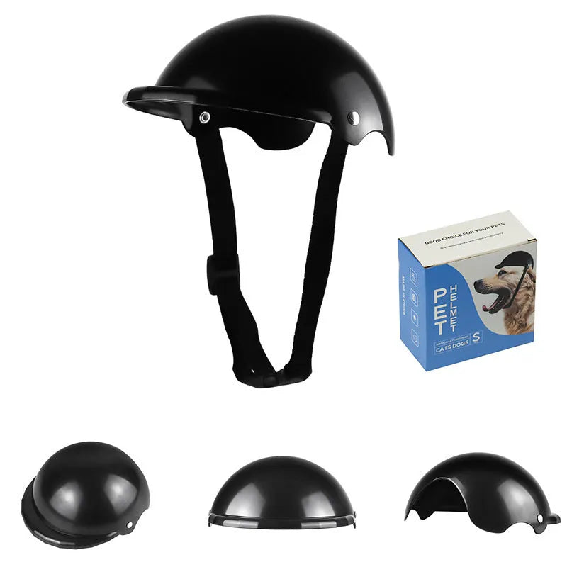 Small S-size plastic pet helmet in pink, black, yellow or green for motorcycle safety
