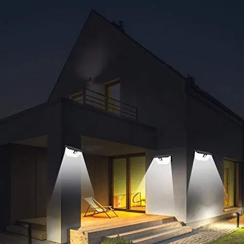 Solar induction wall light with LED array and motion sensor in front switch style