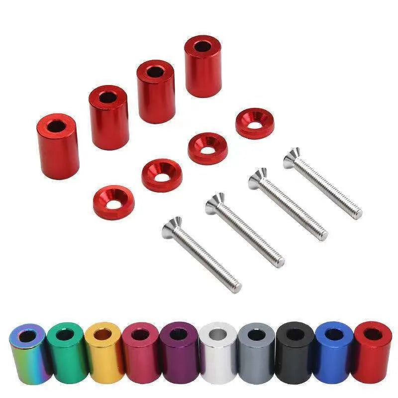 Aluminium alloy machine cover height spacers pack with hardware for car modification in black blue red colours