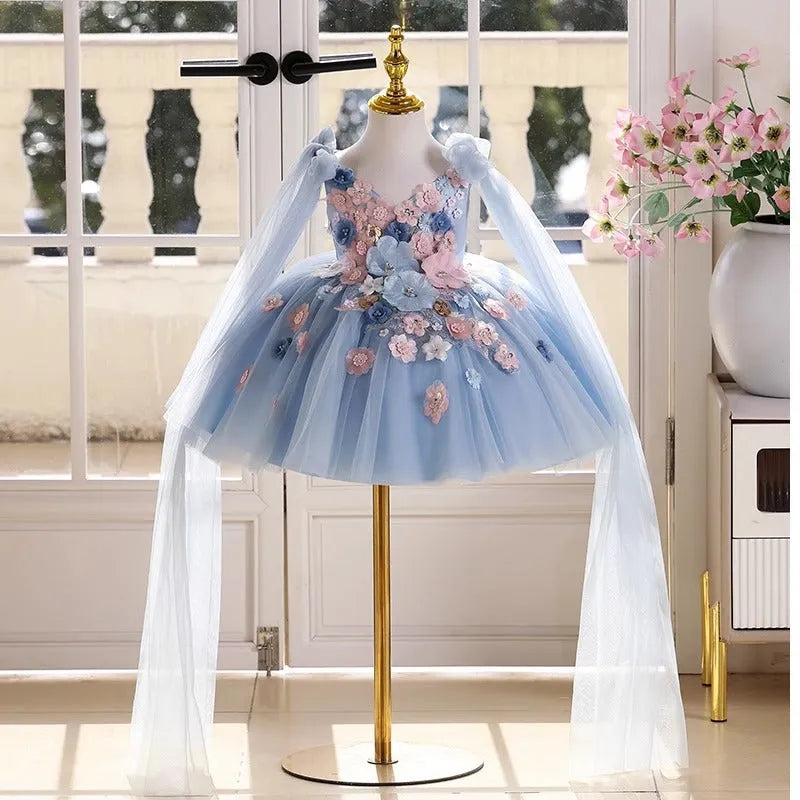 FARCENT sky blue polyester princess dress for girls piano performance