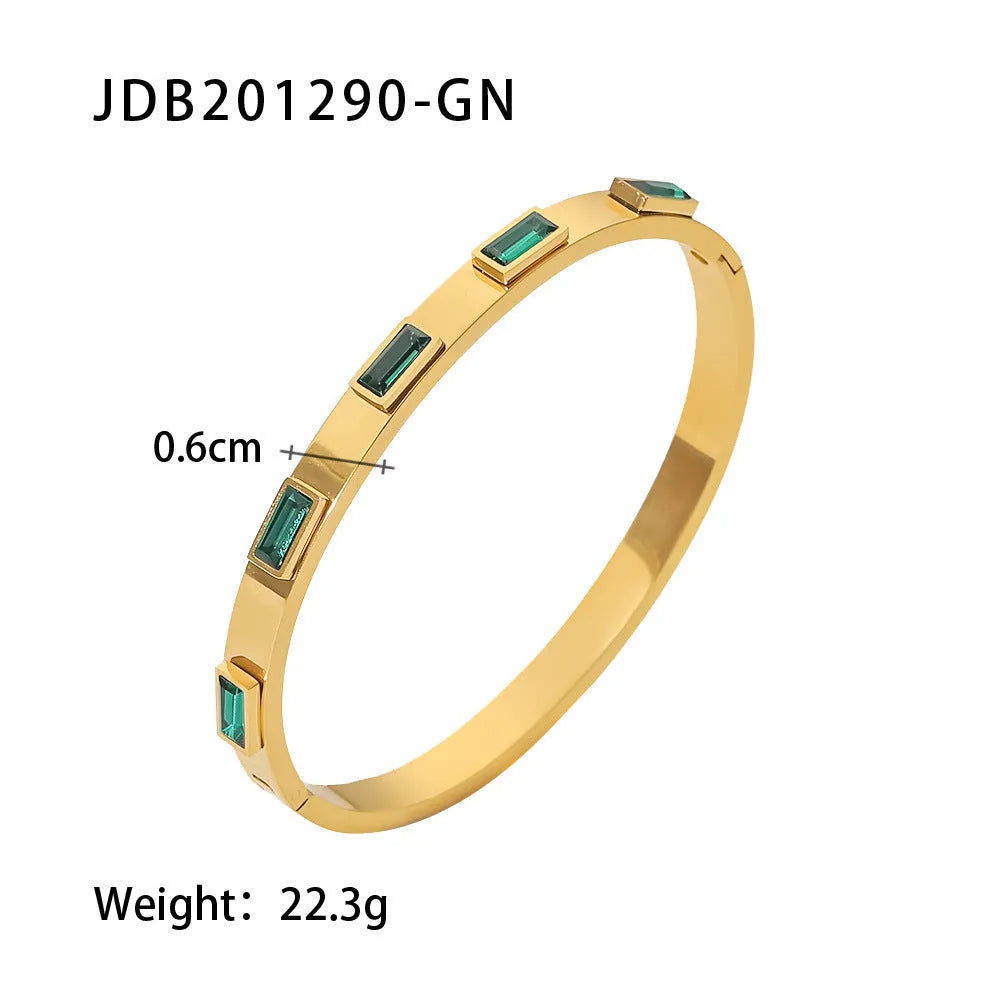 Stainless steel zircon bracelet with electroplated finish in colour JDB201271, European American style