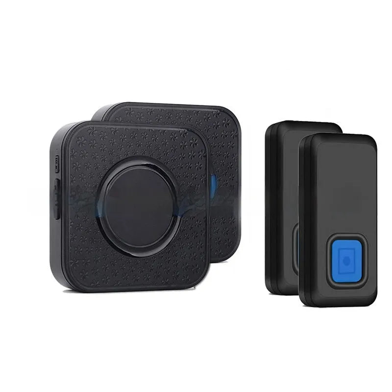 Remote wireless doorbell transmitter and receiver set in plastic housing with British standard plug