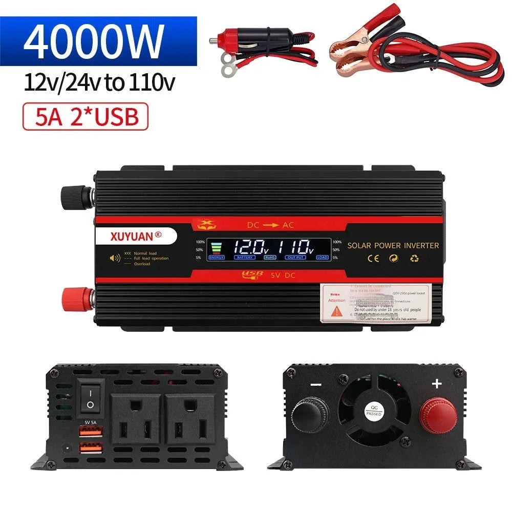 4000W vehicle-mounted inverter 12V24V to 110V solar energy power converter black and red options