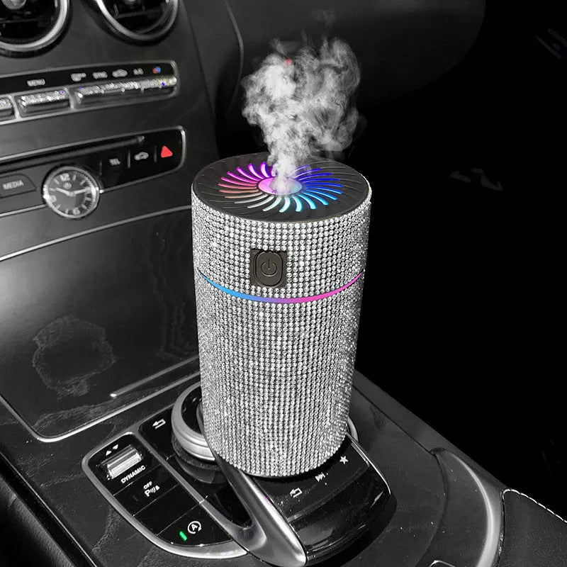 Car-mounted air humidifier and purification system with water-diamond filter measuring 14cm