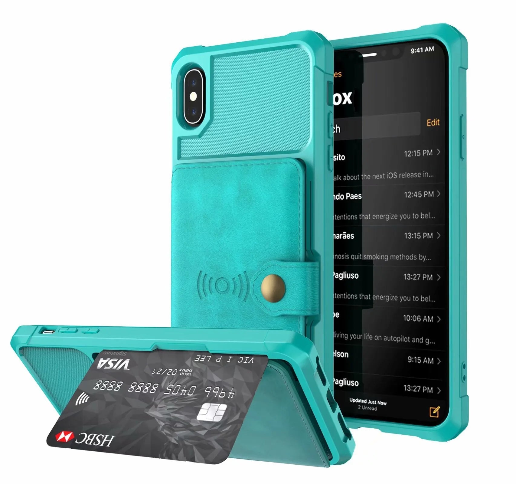 Geometric pattern PU leather mobile phone case in multiple colour options for iPhone and Samsung smartphones