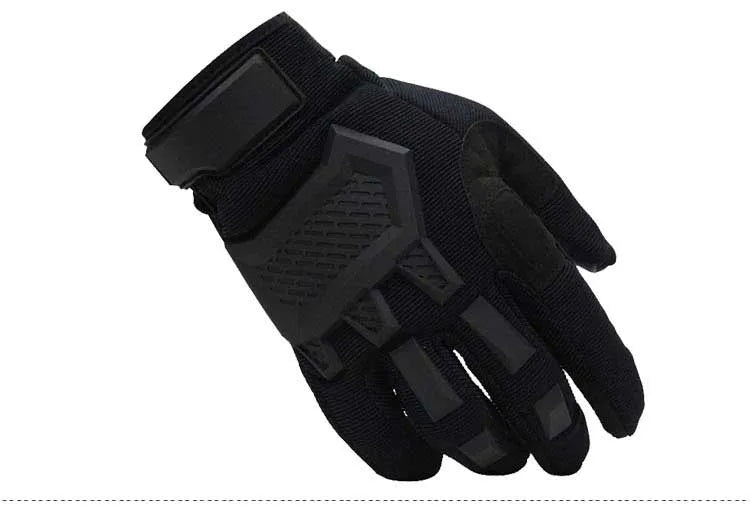 Men's tactical gloves in black with rubber knuckle and reinforced palm panel