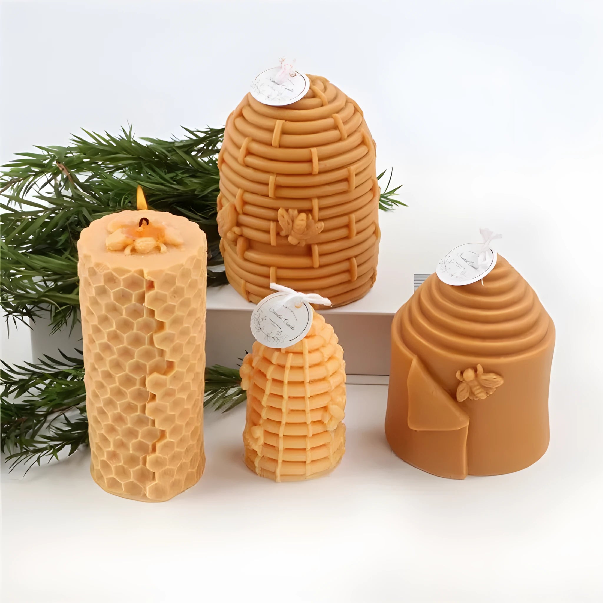3D honeycomb silicone candle mould in white, irregular shape for DIY scented candle making