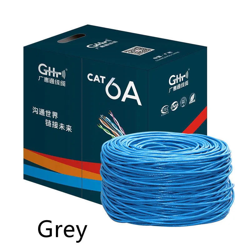 305-metre reel of blue or grey Cat6/Cat6A network cable with oxygen-free copper core