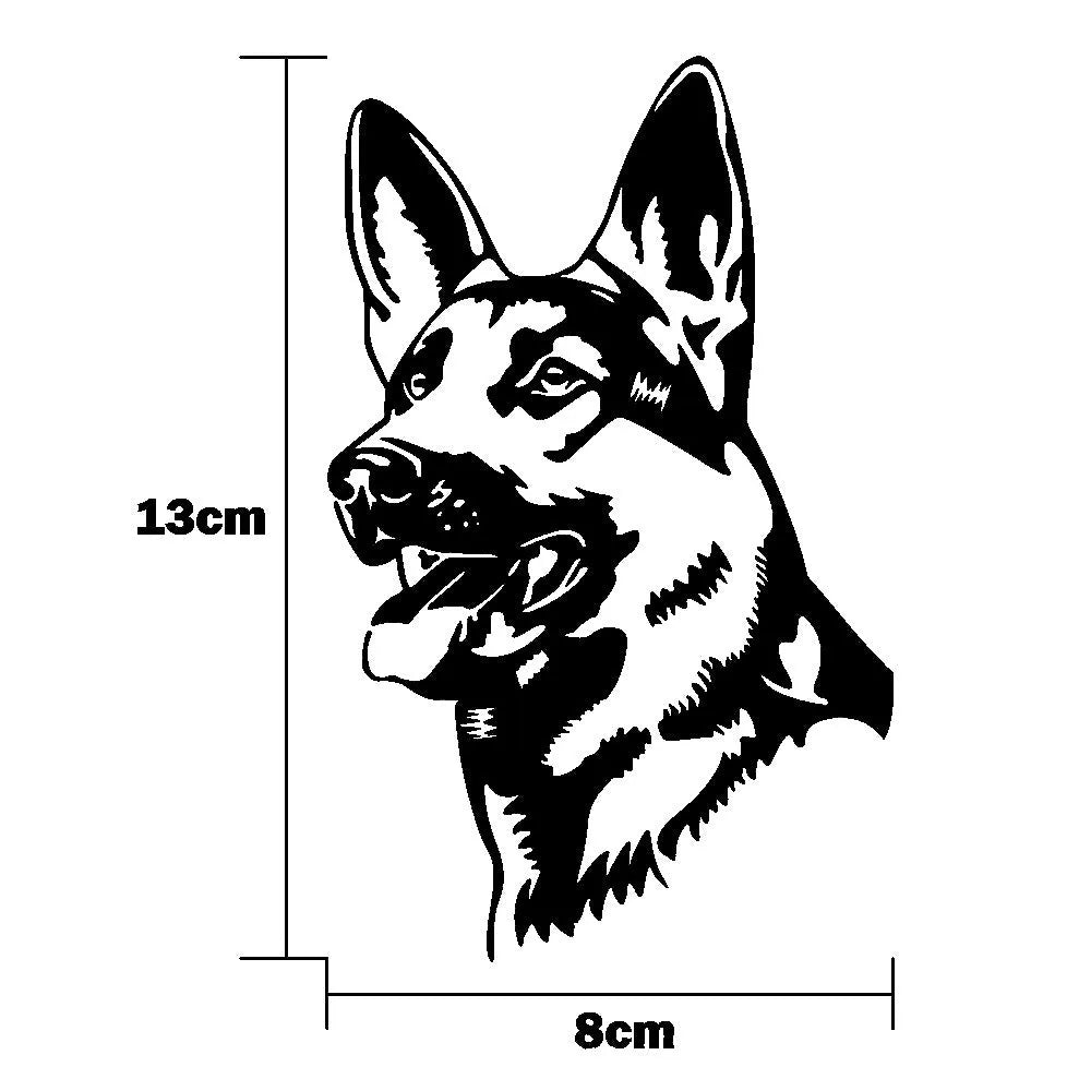 Reflective Alsatian Shepherd dog car bumper sticker in multiple colour options