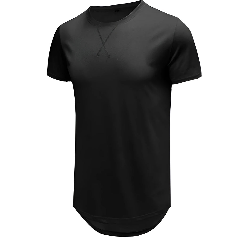 Men's slim-fit cotton short-sleeved t-shirt shown in multiple colour options