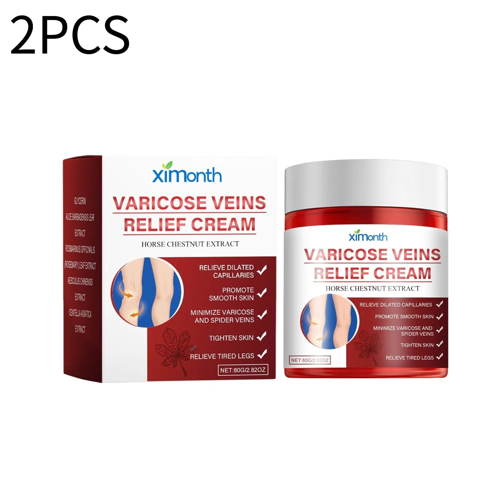 Two 80g tubes of leg care moisturising cream for universal skin types
