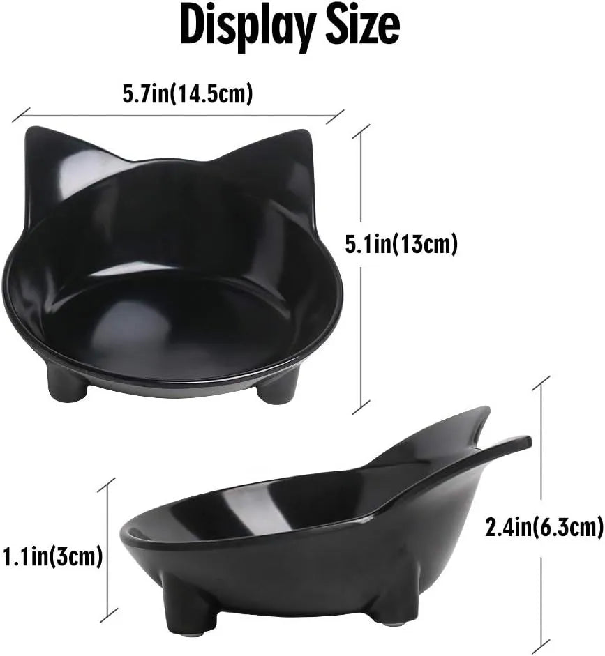White shallow melamine pet bowl with non-slip rubber base for cats and dogs.