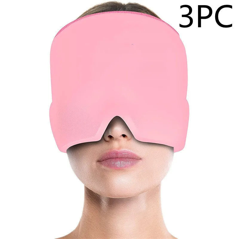 Elastic cloth gel eye mask for headache relief in black, pink or sky blue colours