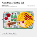 Dog sniffing mat with themed pattern for hiding treats and mental stimulation