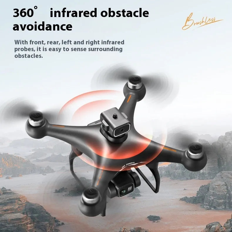 S116 brushless UAV obstacle avoidance HD camera drone toy in black