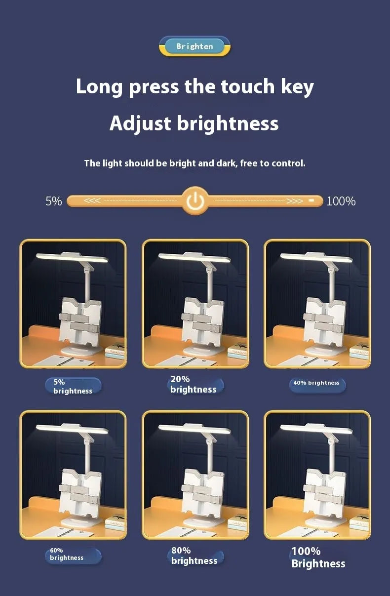 Multifunctional adjustable table lamp with dual charging and plug-in power in Charging Plug colour.