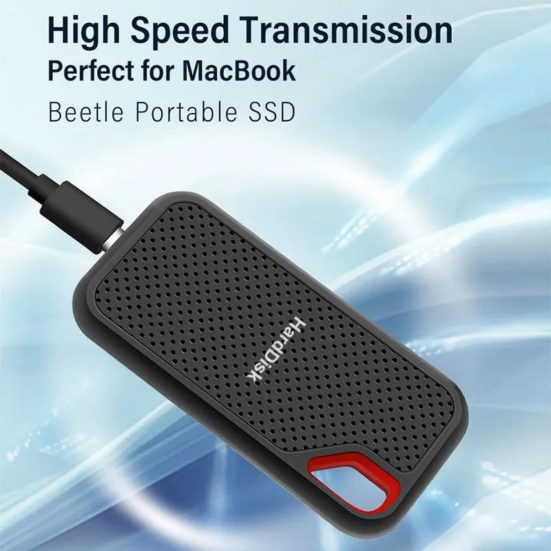 Black mobile SSD external hard drive with Type-C 3.1 interface