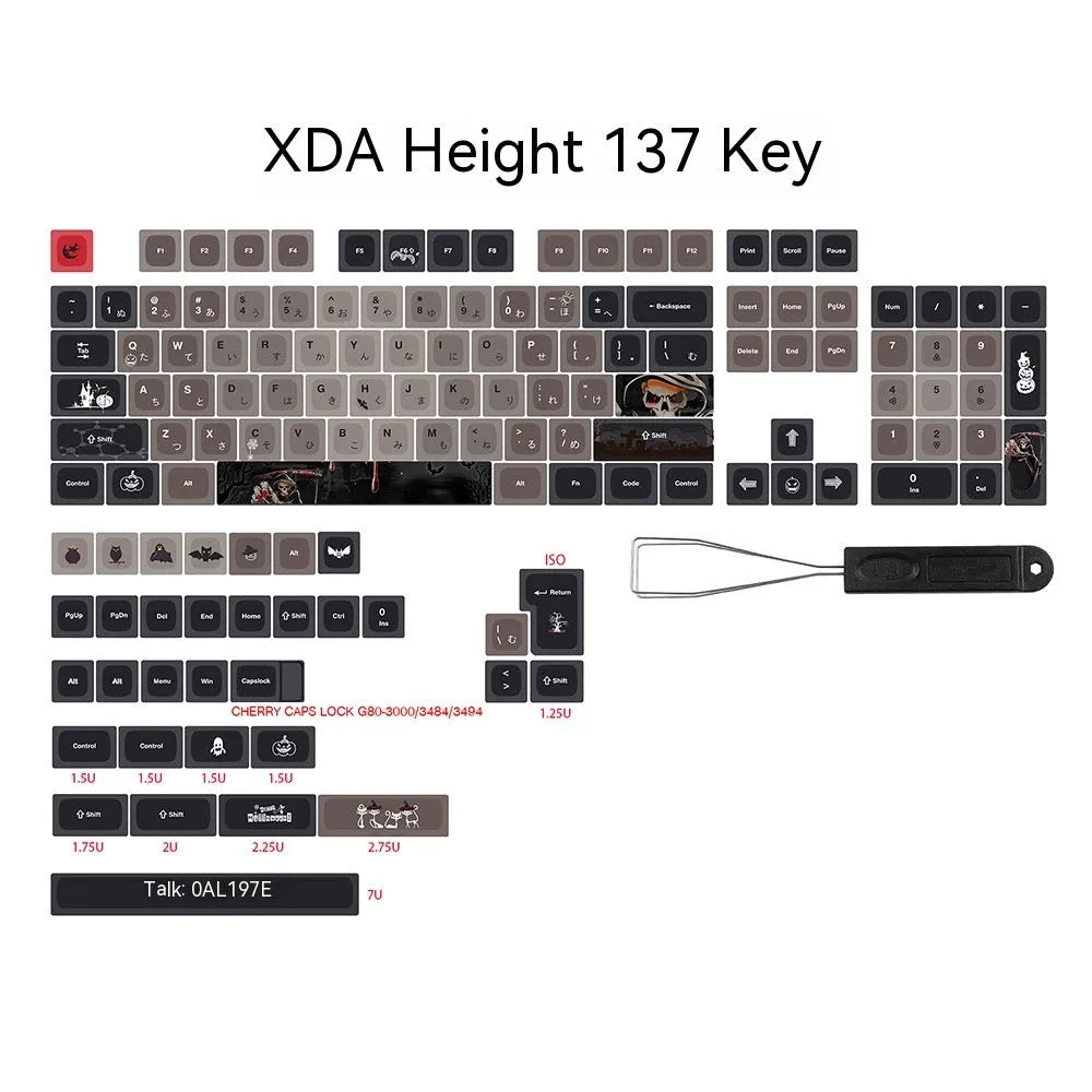Five-sided sublimation Halloween key cap set with PBT XDA profile, 137 keys, US layout option