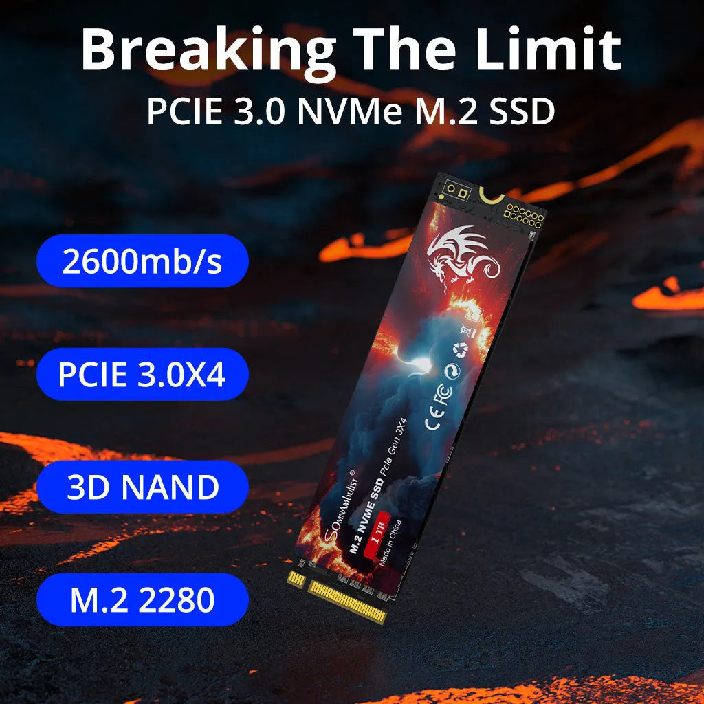 M.2 NVMe PCIe 3.0 Solid State Drive for desktop computers, 80mm x 22mm size.