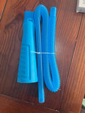 Blue plastic washing machine suction pipe cleaner with round head, 114cm length