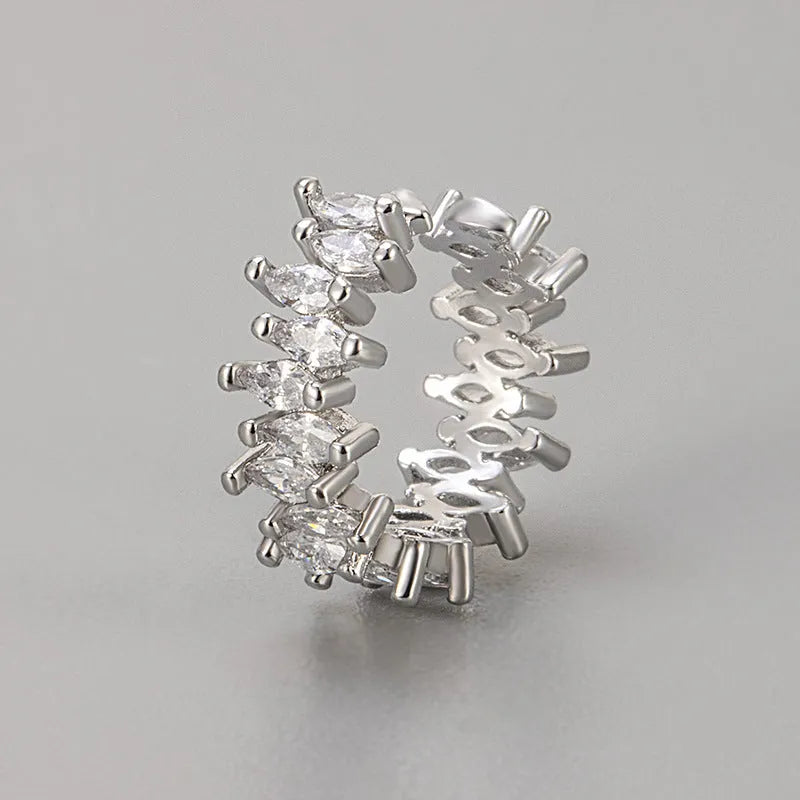 Women's copper zirconium diamond ear bone clip earrings retro cold style geometric cartilage clip in gold finish