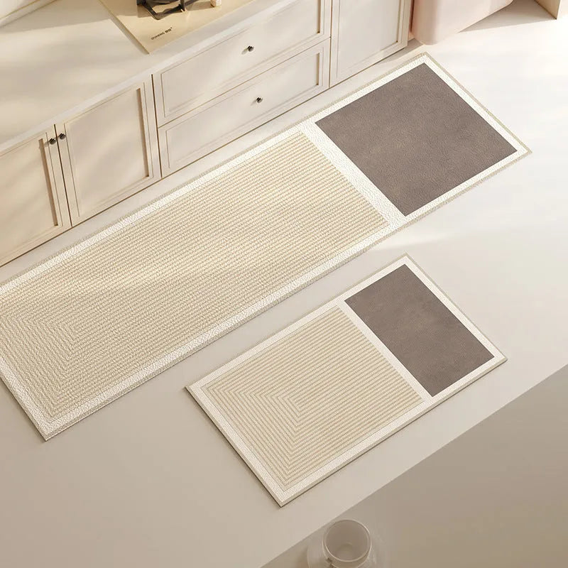 Oval diatom ooze kitchen floor mat with printed stripe pattern, available in multiple sizes and colours