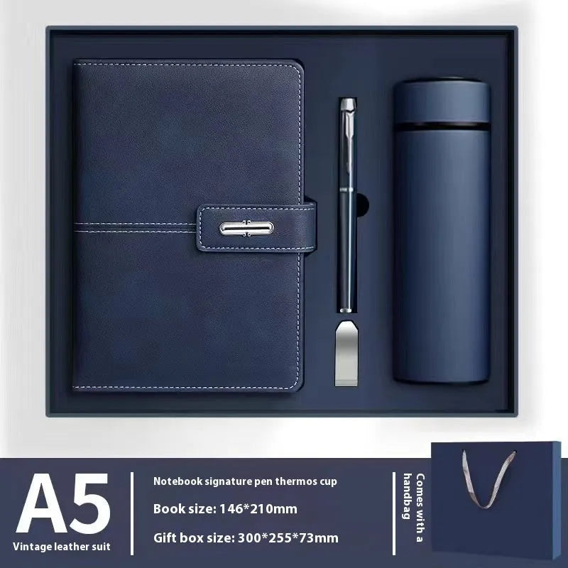 A5 notebook with PU leather cover in various colour options including black, red, green, blue, and orange