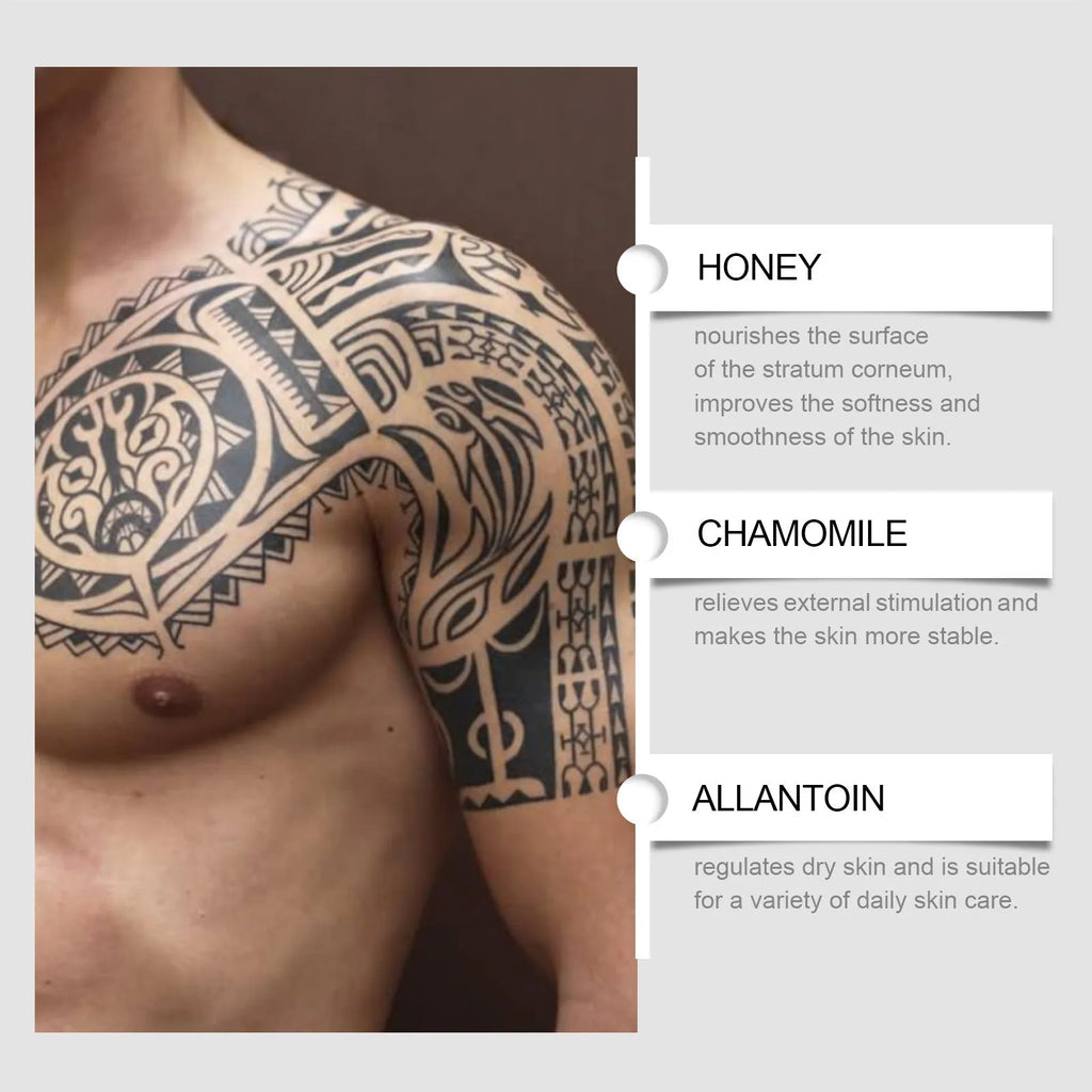 Nourishing moisturising tattoo neck cream 50g jar with honey and chamomile ingredients