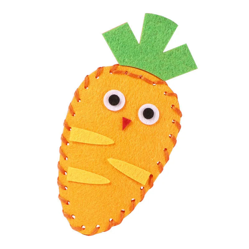 Children's non-woven handmade sewing kit with dinosaur shape and sewing tools in colour box