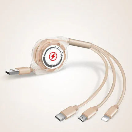 3-in-1 telescopic charging cable extended to 120 cm with titanium alloy connectors
