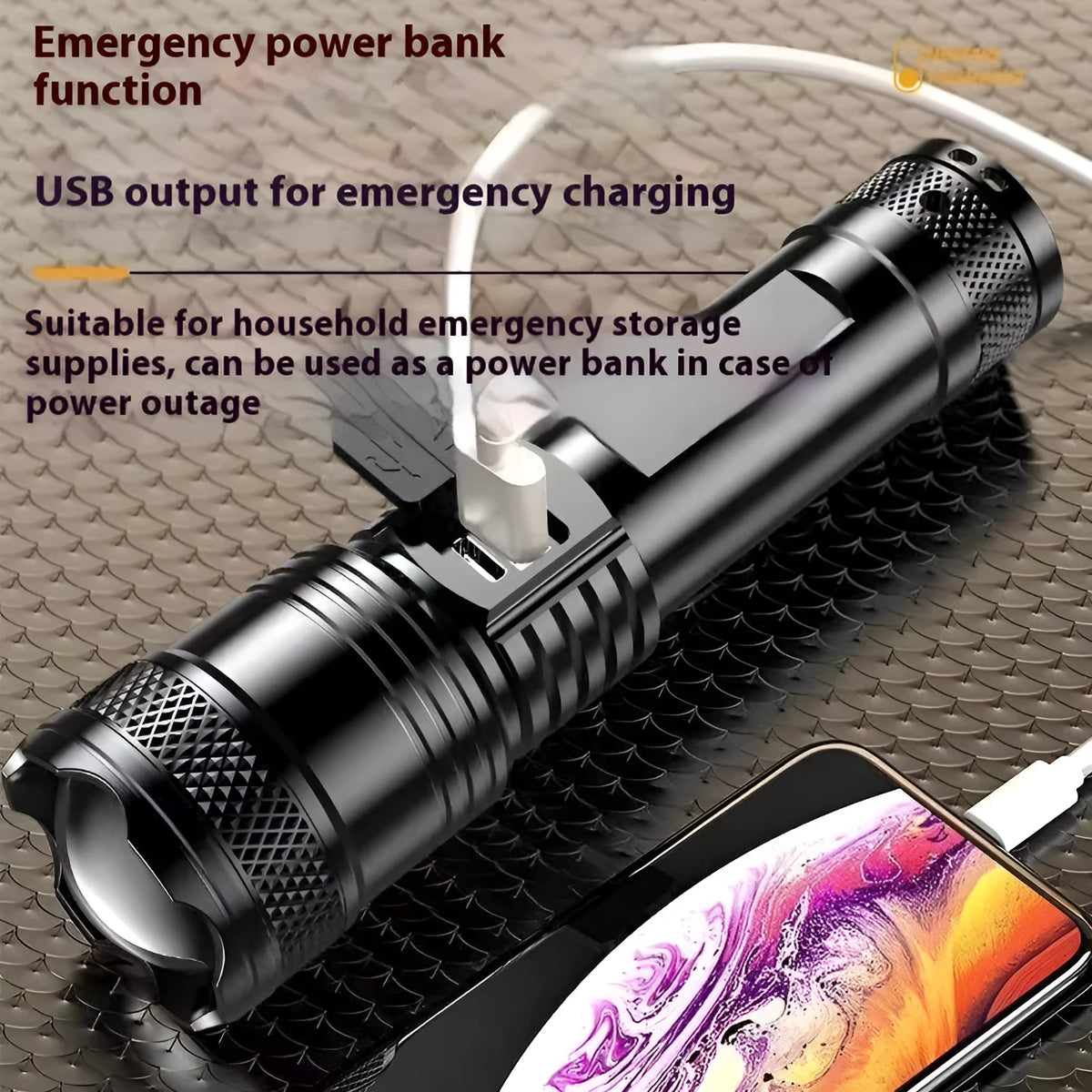 Power Torch Portable Rechargeable Super Bright Outdoor Telescopic Zoom Searchlight with 2200 lumens and IP55 protection