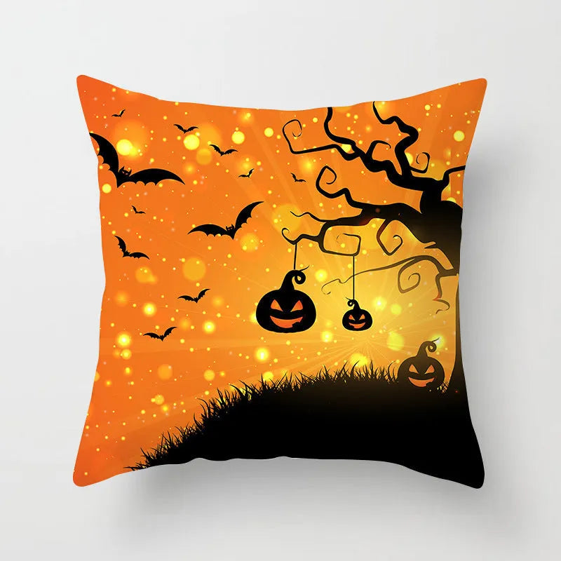 Halloween pillowcase 45x45cm in peach skin fabric with modern simple square design for living room cushion