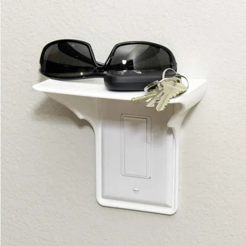White PP plastic socket rack organiser for tool storage measuring 14cm wide by 10cm deep by 15cm tall