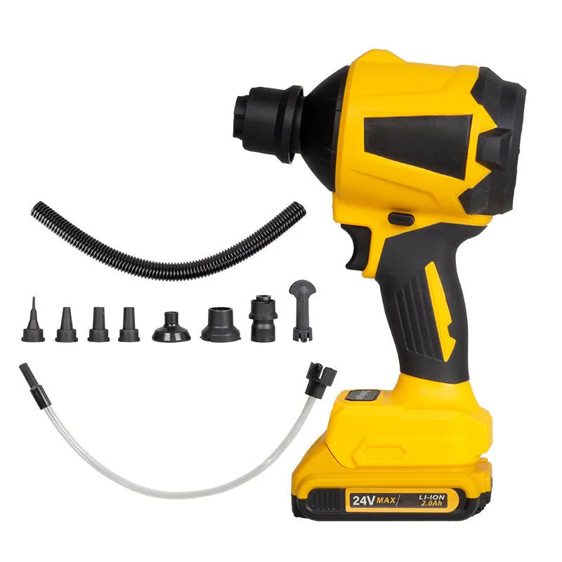 Yellow handheld rechargeable lithium battery dust gun for office and household cleaning