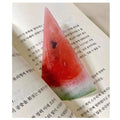 Cute transparent plastic fruit bookmark with fixed clip in watermelon red colour approximately 8-10cm tall