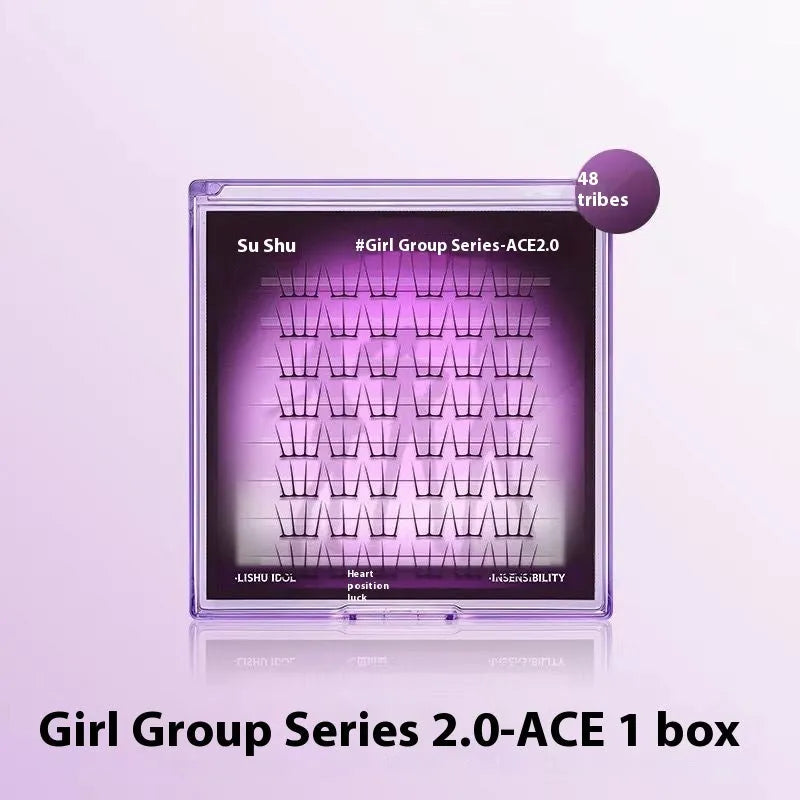 Reusable artificial fibre false eyelash clusters in natural style with optional tweezers and glue