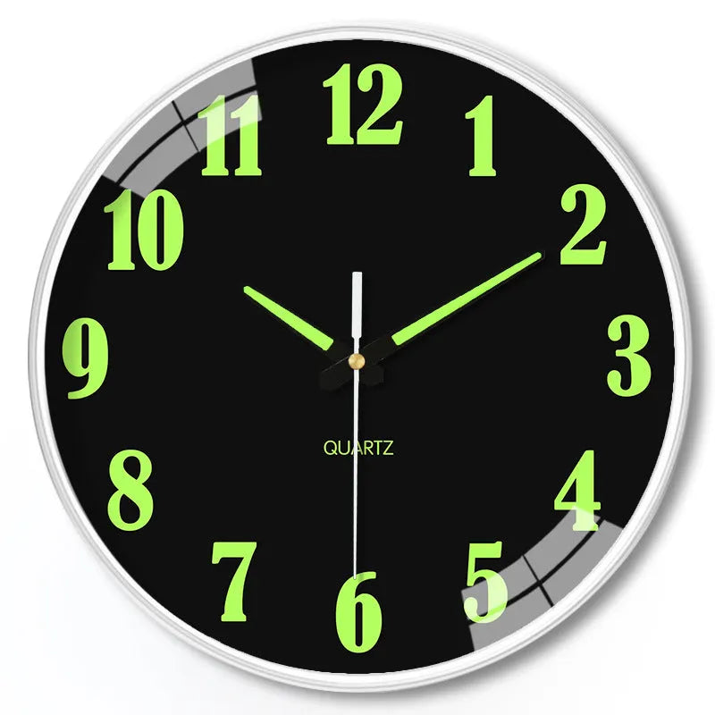 Modern 8-inch luminous wall clock with plastic shell in colour option YG010, YG011, or YG012.