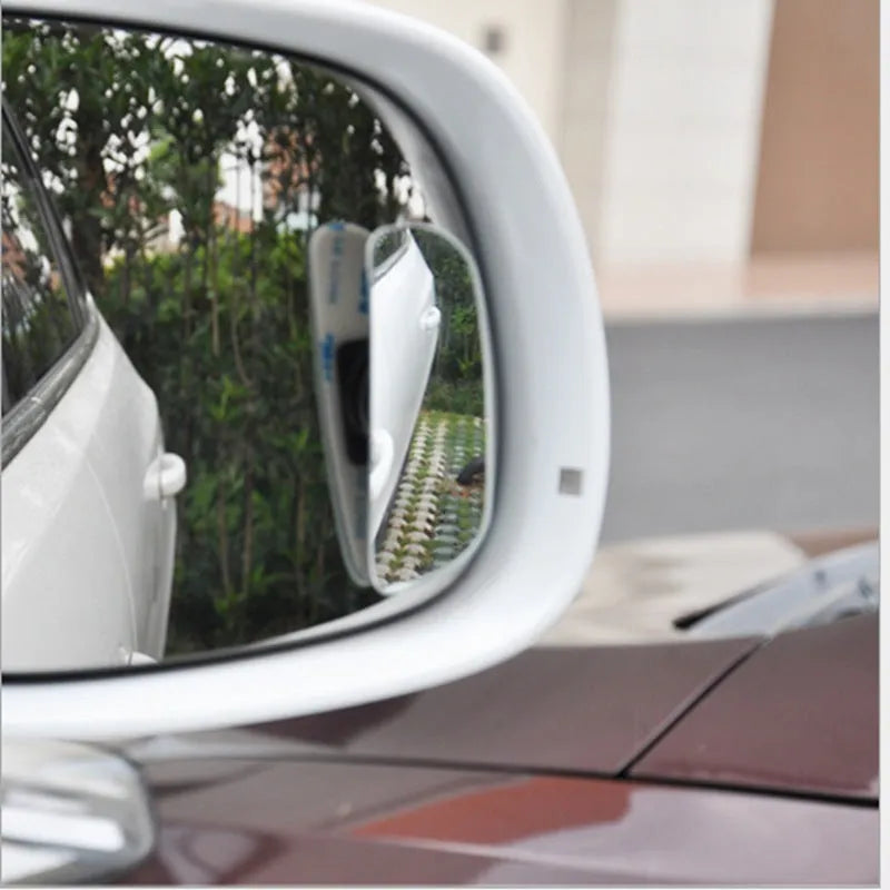 Glass convex rearview mirror accessory with adjustable bracket for vehicle blind spot visibility
