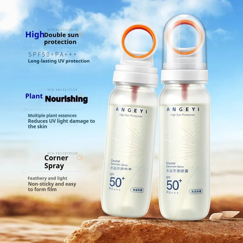 Crystal sunscreen spray SPF50 in 90ml container for military training UV protection