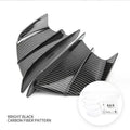 Universal motorcycle spoiler wing accessory measuring 18x8cm with four surface pattern options