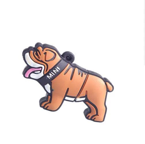 Creative Bulldog-shaped silicone USB flash drive with custom logo printing, USB 2.0 interface