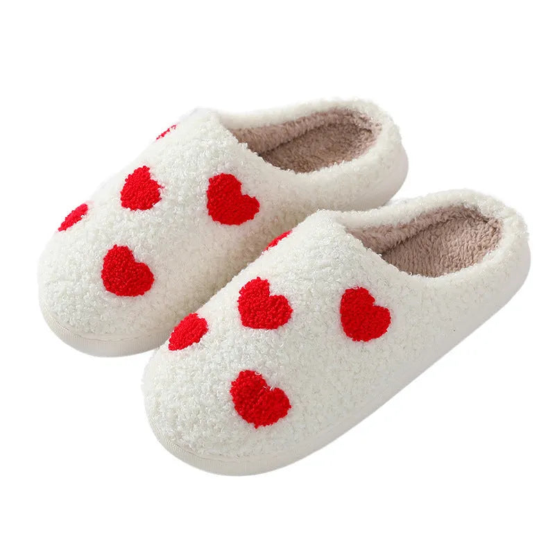 Plush women's cartoon slipper with non-slip PVC sole in Big Love pattern.
