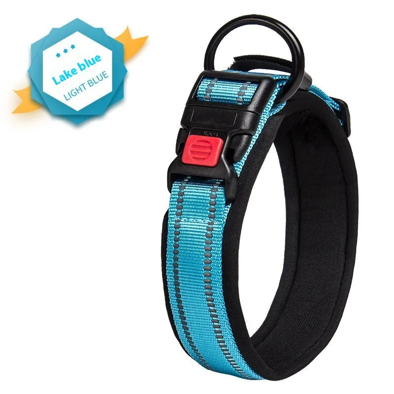 Cloth dog collar in monochrome pattern, available in multiple sizes and colours, with neck-safe design