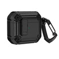 Protective clamshell case for AirPods with hook attachment in two-colour plastic design